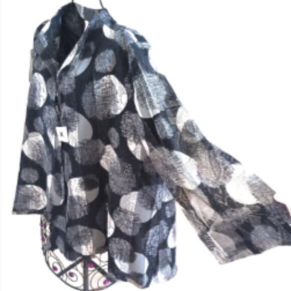 IC by Connie K Jacket Circle Textured Art-to-Wear Asymmetrical sz XXL Black Gray - Picture 8 of 17